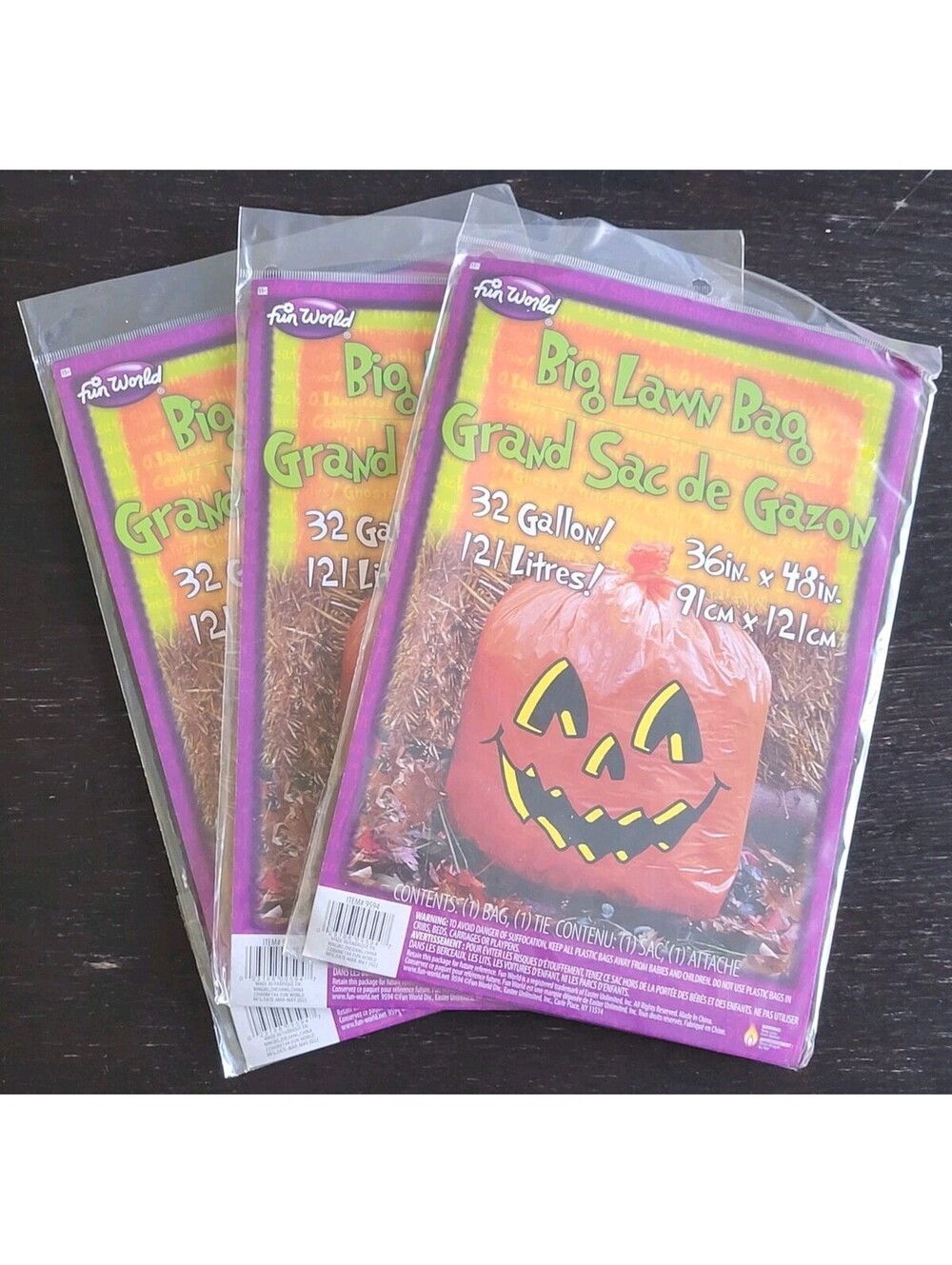 Super Stuff-A-Pumpkin Lawn Leaf Bag Super Size Jack O Lantern Halloween 36" x48"